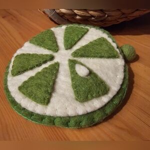Handmade Felt Lime Pouch